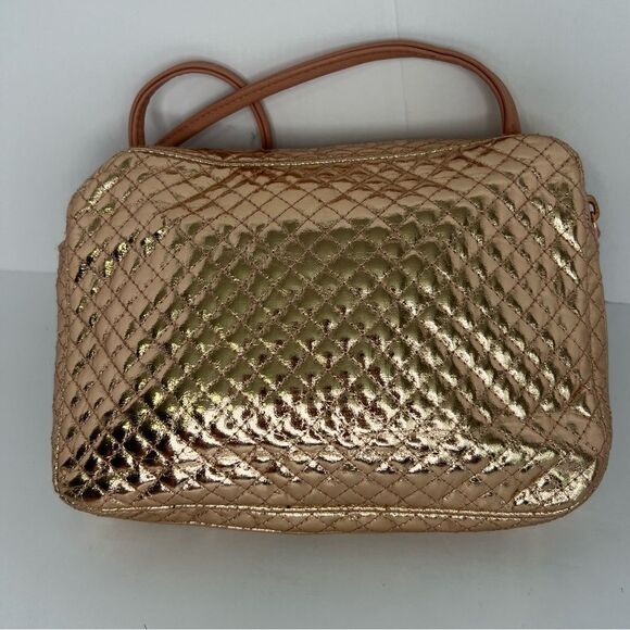 Vera Bradley Signature Cotton Triple Rose Gold Shipper Crossbody Small Purse - Picture 3 of 9